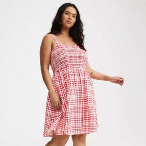 Gingham Smocked Tube Mini Dress